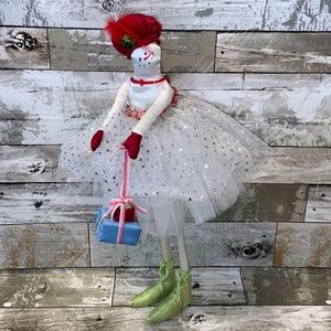 Sassy Shopping Winter Snowman in Tutu Table Decoration